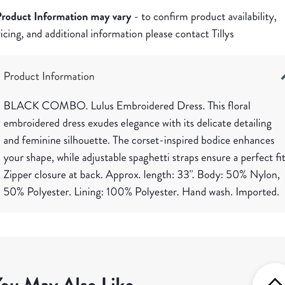 Lulu's Floral Embroidered Black Dress, fully lined, new, small - Picture 9 of 14